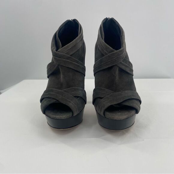 BURBERRY Peep toe Gray Suede Booties - Picture 3 of 13